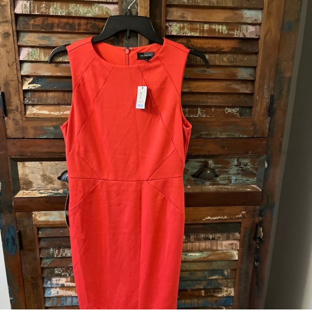 NWT The Limited Red Orange Ponte Dress Sheath Work Wear Office Career 0